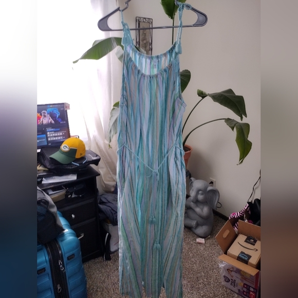 Time and Tru Dresses & Skirts - Time and Tru Multi-Color Striped Linen Maxi Dress in Aqua, Mint & Lavender